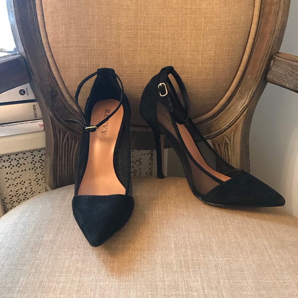 Suede Renvy Heels with Sheer Panels